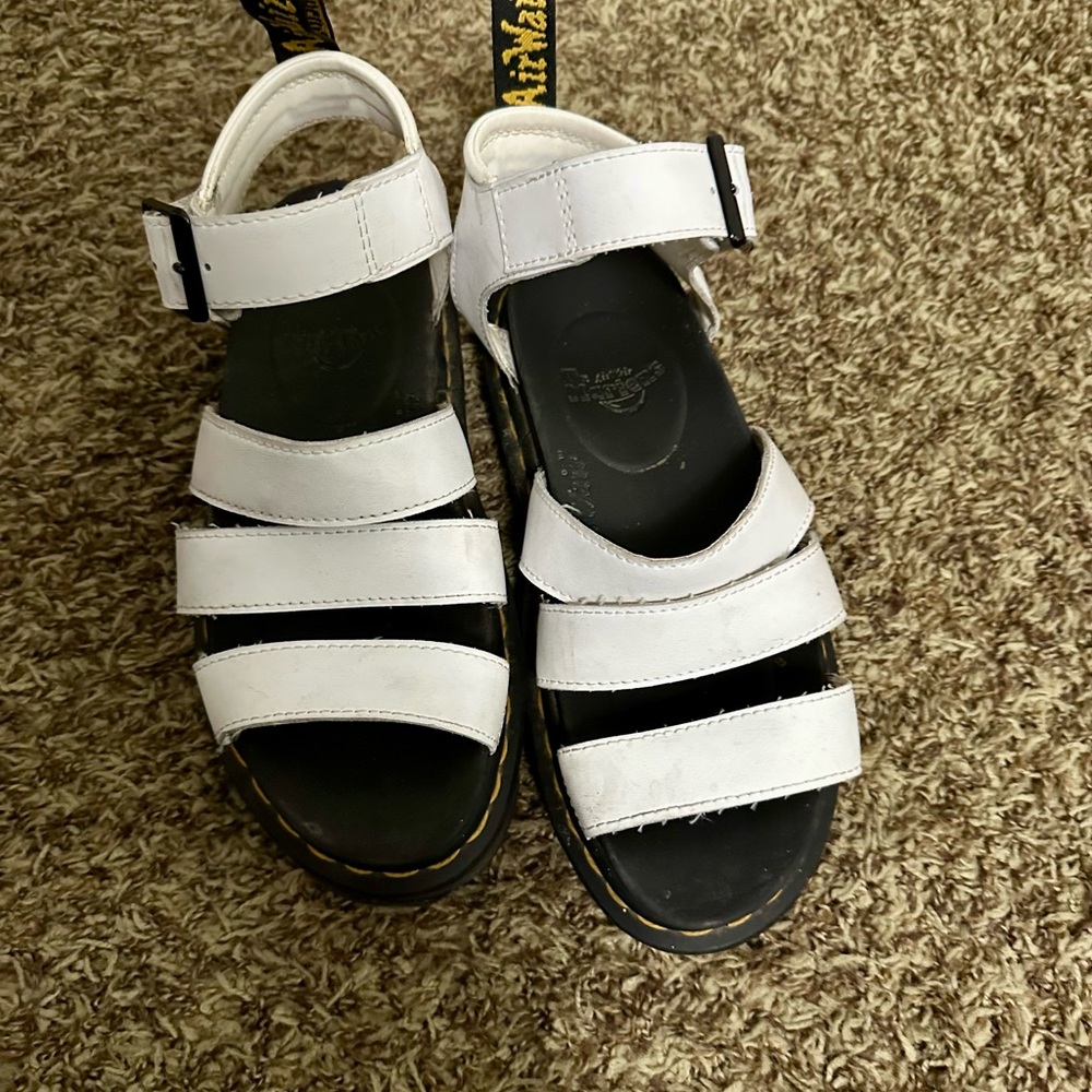 Dr. Martens White Triple-Strap Sandals